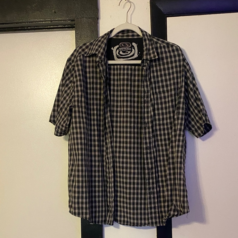 Classic Black and White Plaid Men's Shirt